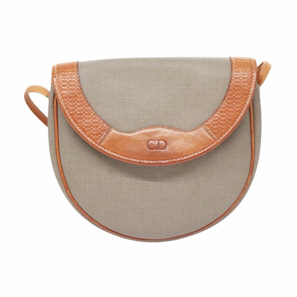 Authentic Christian Dior Canvas & Leather Crossbody Bag